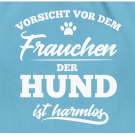 Shirtracer - Gym Bag Backpack – Gift for Dog Owners – Beware of the Wife, the Dog is Harmless, 05 Light Blue