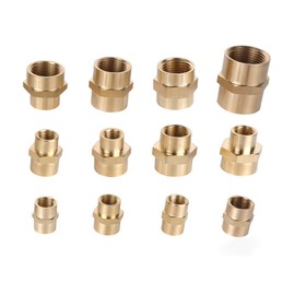 Hex Couplings, 3/8" NPT Female To Female Brass Hex Nipple Adapters, Brass Pipe Extension Fittings for Oil/Air/Water/Gas Systems. (12 Pack)