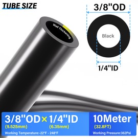 TAILONZ PNEUMATIC Black DOT 3/8 Inch od 10 Meter 32.8ft Nylon Air Tubing Kit Pipe Hose Air Line Tubing Or Fluid Transfer Pneumatic tubing