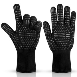 Heat-Resistant Oven & BBQ Gloves – Non-Slip Silicone Dotted Gloves - One Size Fits Most – Ideal for Oven, Grill, Baking & Cooking - Black
