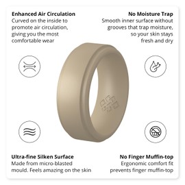 Knot Theory Khaki Tan Silicone Ring for Men - Sophisticated and Versatile, Size 10, Step Edge Breathable Durable Comfort Fit 8mm Bandwidth