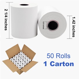 SJPACK Thermal Paper 2 1/4" x 50' Pos Receipt Paper, 50 rolls Cash Register Roll Verifone Vx510 Vx520 Vx570 Ingenico iCT200 iCT 220 iCT250