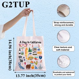 G2TUP - Bolsa de California Souvenirs A Day In California para comestibles, regalo para amantes de los viajes de California, Bolso de mano A Day in California, M