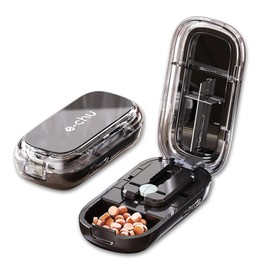 Multiple Pill Cutter, Adjustable Tablet Cutter for Pills Precise Pill Cutter for Small Pills, Pill Splitter Tablet Splitter with Hidden Stainless Steel Blade & Pill Dispenser(Black)