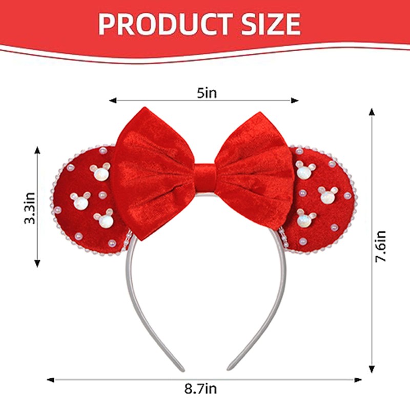 Eissya - Diadema de Minnie Ears, diadema de moda, corbata