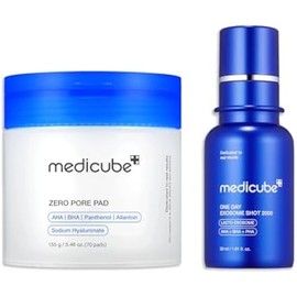 medicube Daily Toner Pads with Exosome 2000 for Pore Care: medicube Zero Pore Pads 2.0 and Zero Exosome Shot 2,000 PPM Spicule Facial Serum