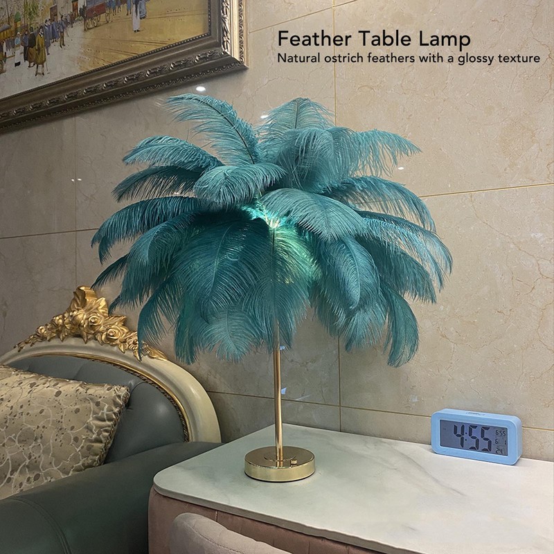 Decorative Table Lamp 30PCS Feathers USB Rechargeable Light Touch Control