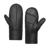 Men Winter Mittens Shearling Sheepskin Fur Lined Leather Mittens,Black,S