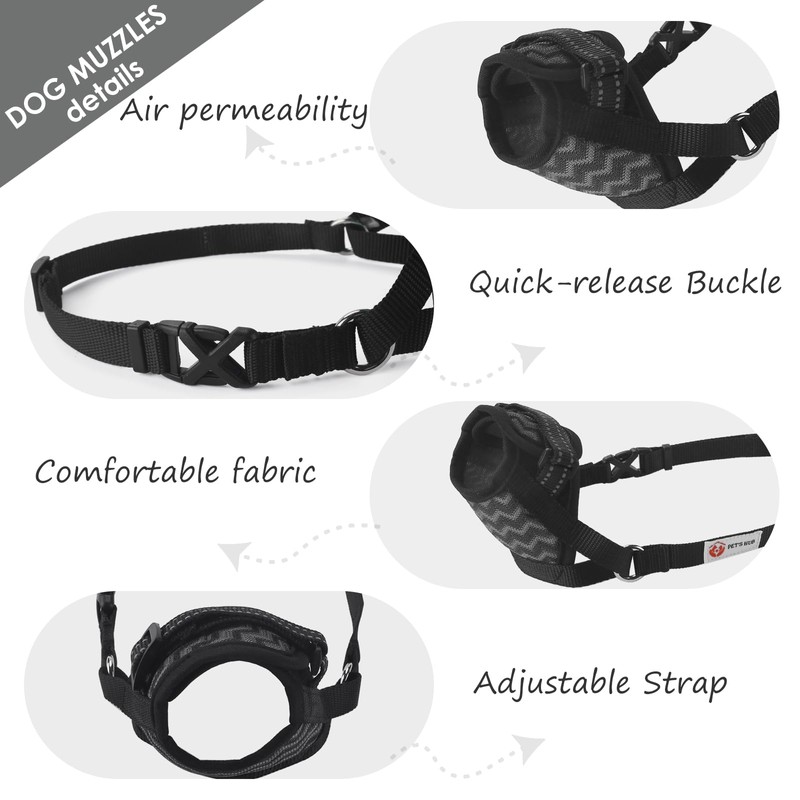 PET'S HUB Adjustable Dog Muzzle, Soft & Breathable, Prevents Biting