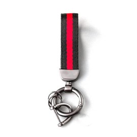 [Long River Sunset] Car Key Ring, Key Chain, Outer Layer Zook Inner Layer Leather, Horseshoe Ring, Metal Accessories, Retro, Stylish, Durable (Black and Red), multicolor (black / red)