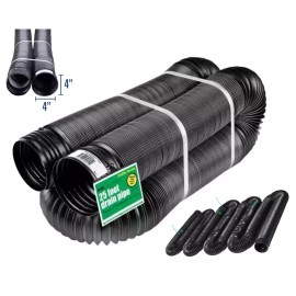 Amerimax52001 25 ft. Expands Flexible Drain 4 in. Diameter Black Copolymer Solid Drain Pipe