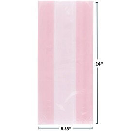 Pastel Pink Cellophane Bags - 14" x 5.38" (Pack Of 30) - Premium Treat Bags For Gifts, Party Favors & Candy Packaging