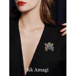 Women's Frog Water Diamond brooch Girl Natural Animal Insect Cute brooch Frog Lover Gift (Pink)