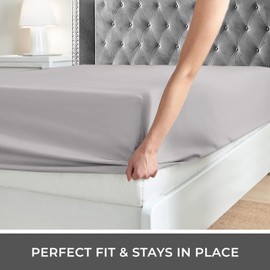 Imperial Rooms Brushed Microfibre King Size Fitted Sheet 25 CM Easy Care Soft Bed Sheets Fade Resistant (Grey)