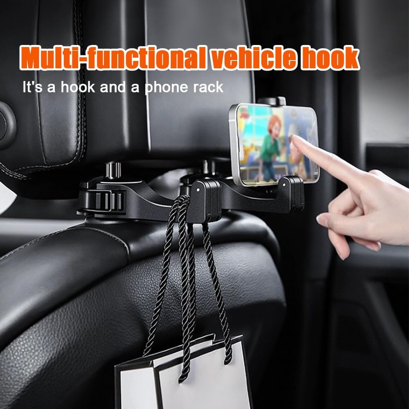 DWARFOO 2 Pack Car Headrest Hook with Phone Holder, 2