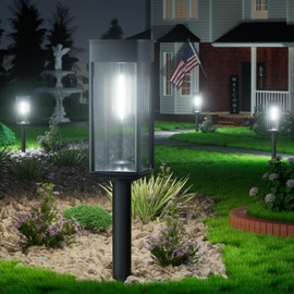 BITPOTT Bright Solar Lights Outdoor Waterproof IP65, 4 Pack Pathway Lights Solar Powerd, Auto On/Off Solar Outdoor Lights for Path, Yard, Landscape, Lawn, Patio, Walkway, Driveway, Garden Decor