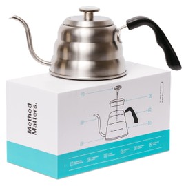 Barista Warrior Pour Over Coffee Kettle with Thermometer for Exact Temperature – Gooseneck Kettle for Pour Over Coffee and Tea, Stainless Steel for All Stovetops (1.0 Liter, 34 fl oz)