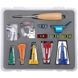 Kit de Herramientas para Cinta al Bies, Prensatelas Manual y Accesorios, 5 Tamaños para Acolchar y Costura