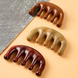 Wooden Gua Sha tool comb self-meridian massage face scalp Gua Sha roller massager / 원목 괄사 기구 빗 셀프경락 페이스 두피 괄사 롤러마사지기