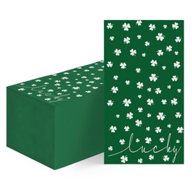 Horaldaily 50 Patrick Spring Summer Disposable Paper Decorative Guest Napkins, Patrick Green Lucky Shamrock Hand Towel for Party Lunch Dinner Kitchen Bathroom