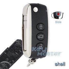 KeyMaster Keyless Remote Key Shell Case Fob 4 Btn for Bentley Continental GT GTC 2006-2016