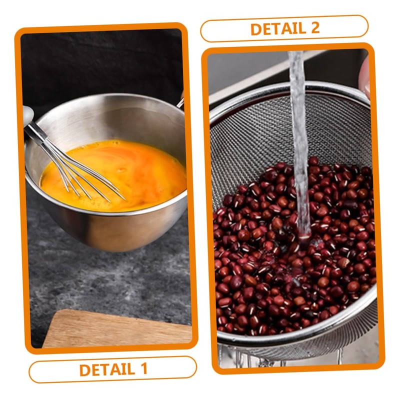 BIUDECO 1Set Stainless Steel Mixing Bowl with Handle Colander and
