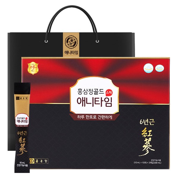 Chong Kun Dang Red Ginseng Anytime Gold + Shopping Bag, 300ml × 1 set / 종근당 홍삼정 애니타임 골드 + 쇼핑백, 300ml × 1세트