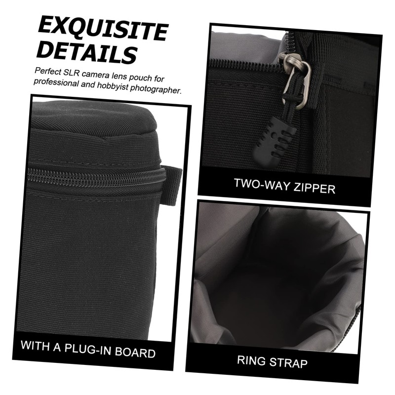 TEHAUX Camera Lens Pouch Durable PU Material Shockproof Protection for