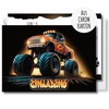 møij Monster Truck Invitation Cards + Matching Envelopes for Boys