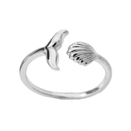 GLMOCM Shell Starfish Ring for Women Summer Shell Rings Beach Seashell Rings Adjustable Open Statement Rings for Women Summer Beach Jewelry Gifts (Silver)