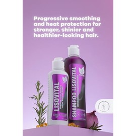 Natural Sant - Liso Vital dúo kit - Shampoo y Acondicionador, Anti Frizz, Protector de Calor para el cabello con extracto de cebolla roja, Biotina y Romero