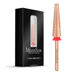 MelodySusie Brocas para Uñas Extralargas 5 en 1, Brocas de Tungsteno de Carburo de 2,4 Mm(3/32") Ideales para Manicura, Pedicura, Cutículas Y Pulido con Gel. Brocas Profesionales Avanzadas, Color Oro