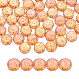 sourcing map 60Pcs Glass Letter Beads, 10mm Flat Round Alphabet Letter Beads g Initial Letter Spacer Beads for DIY Bracelet Necklace Earring Jewelry Craft Making, Red Orange