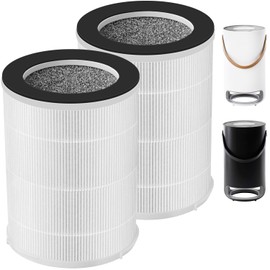 Slirceods KJ100F Replacement True HEPA Filters Compatible with SilverOnyx Portable with Stra HEPA Air Purifier KJ100F-Q01 KJ100F-Q02 H13 3-Stage Filtration Activated carbon,2-Pack