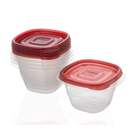 Rubbermaid TakeAlongs Mini Deep Square Food Storage Containers, 2.1 Cup, Tint Chili, 5 Count