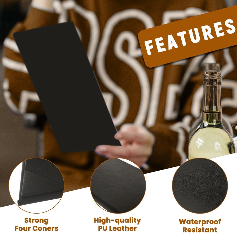 DUPDMKIN Menu Holders PU Leather Menu Covers 4.25" X 11"