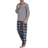 Ekouaer Mens Pyjamas Set Cotton Checked Lounge Wear Long Sleeve