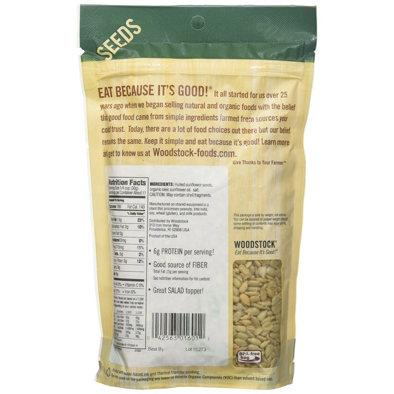 Woodstock Farms Sunflower Seeds, Roasted & Salted, 12 oz