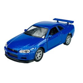 Welly Nissan Skyline R34 GT-R Blue 1998-2002 1/34-1/39 Metal Model Car Die Cast New in Box
