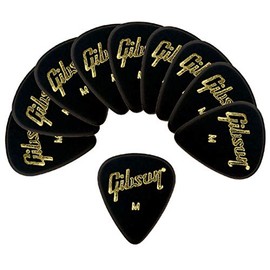 Gibson Picks MEDIUM-BLK Teardrop Set of 10