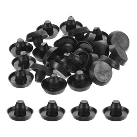 QUARKZMAN 36 Pieces Glass Top Buffers with Stem, 8mm/0.31" Black Rubber Buffer Handles, Non-Slip Glass Top Spacers for Patio Table, Cabinet Furniture (Fits 5/16" Hole)