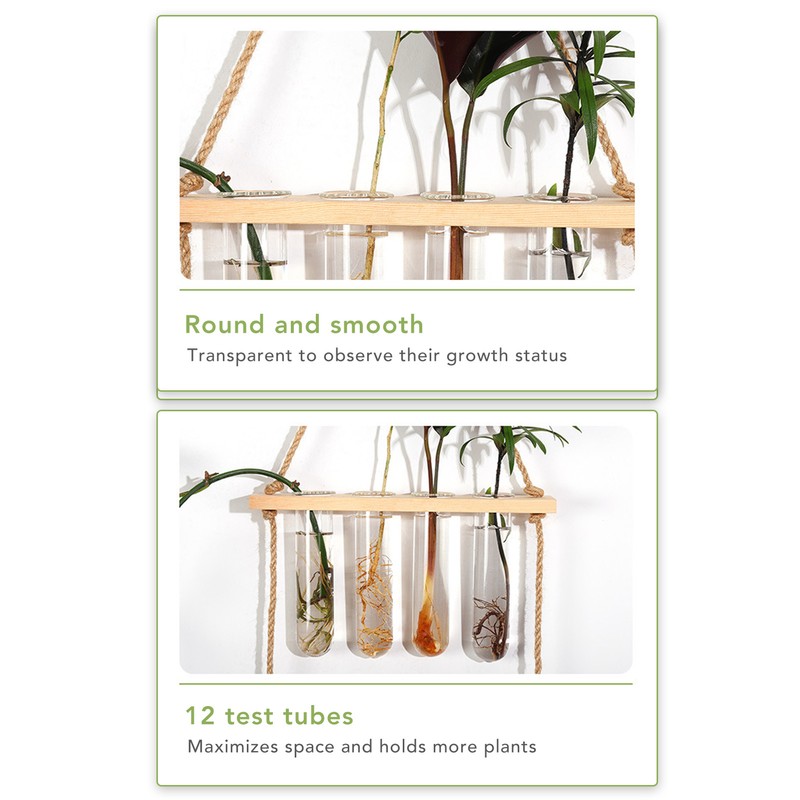 3 Tiered Wall Hanging Plant Terrarium with 12 Test Tubes