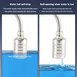 Automatic Float Valve,304 Stainless Steel Fully Automatic Water Level Control Float Valve 1/2" to 3/4'' Water Float Valve for Water Tank, Pool, Water Tank, Livestock Troughs