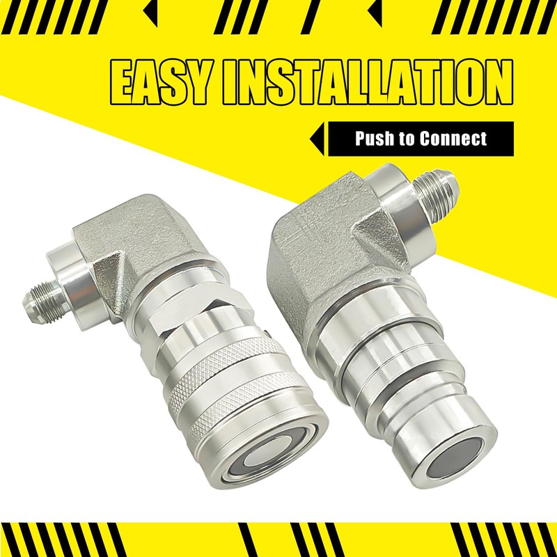 90 Degree Flat Face Hydraulic Quick Connect Coupler Set for