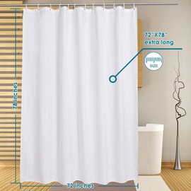 LanMeng Solid Fabric Extra Long Shower Curtain Liner for Bathroom, Hotel Quality Machine Washable (72-by-78 inch, White)