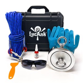 Ultimate Magnet Fishing Adventure Kit - Complete Set with Double-Sided Neodymium Magnet, 66ft Rope, Protective Gloves, Safety Gear & Carrying Case. Choose 1700, 2600, or 4200 lbs Strength