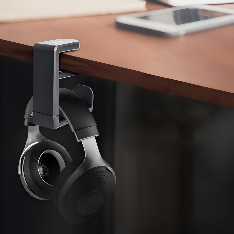LZZEM Under Desk Headphone Stand Holder 360° Adjustable Rotating Arm