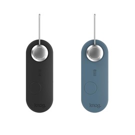Knog Scout iOS Twin Pack Smart Tag, Tracker & 85dB Alarm – Rechargeable Luggage Tag Compatible with iOS App & Apple Find My, Digital Contact Info, Remote Chime, Water-Resistant, Black/Blue