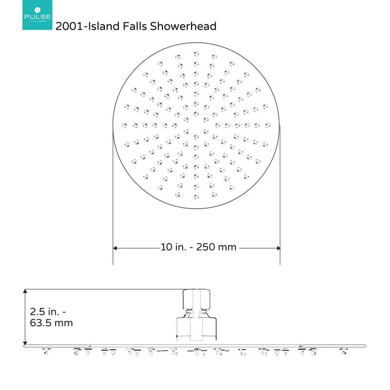 PULSE ShowerSpas 2001-250P Island Falls Stainless Steel Shower Head, Ultra