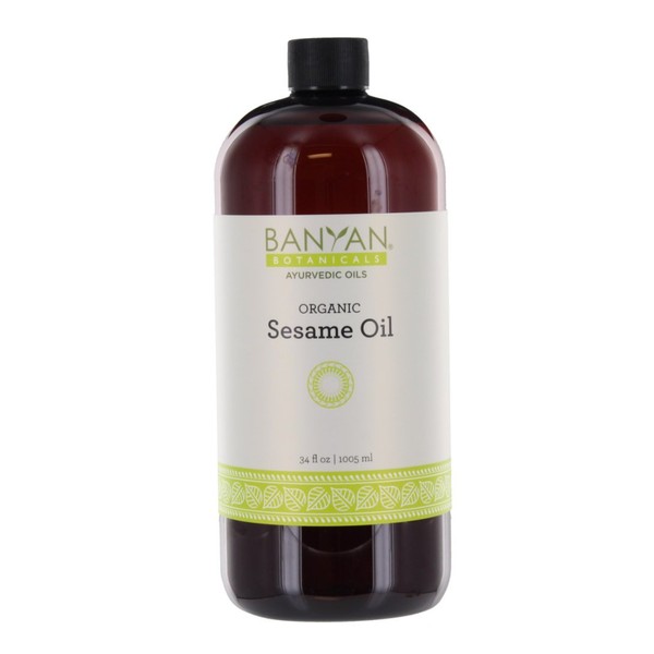 Banyan Botanicals Sesame Oil – Organic & Unrefined Ayurvedic Oil for Skin, Hair, Oil Pulling & More – Multiple Sizes – 34oz. – Non GMO Sustainably Sourced Vegan